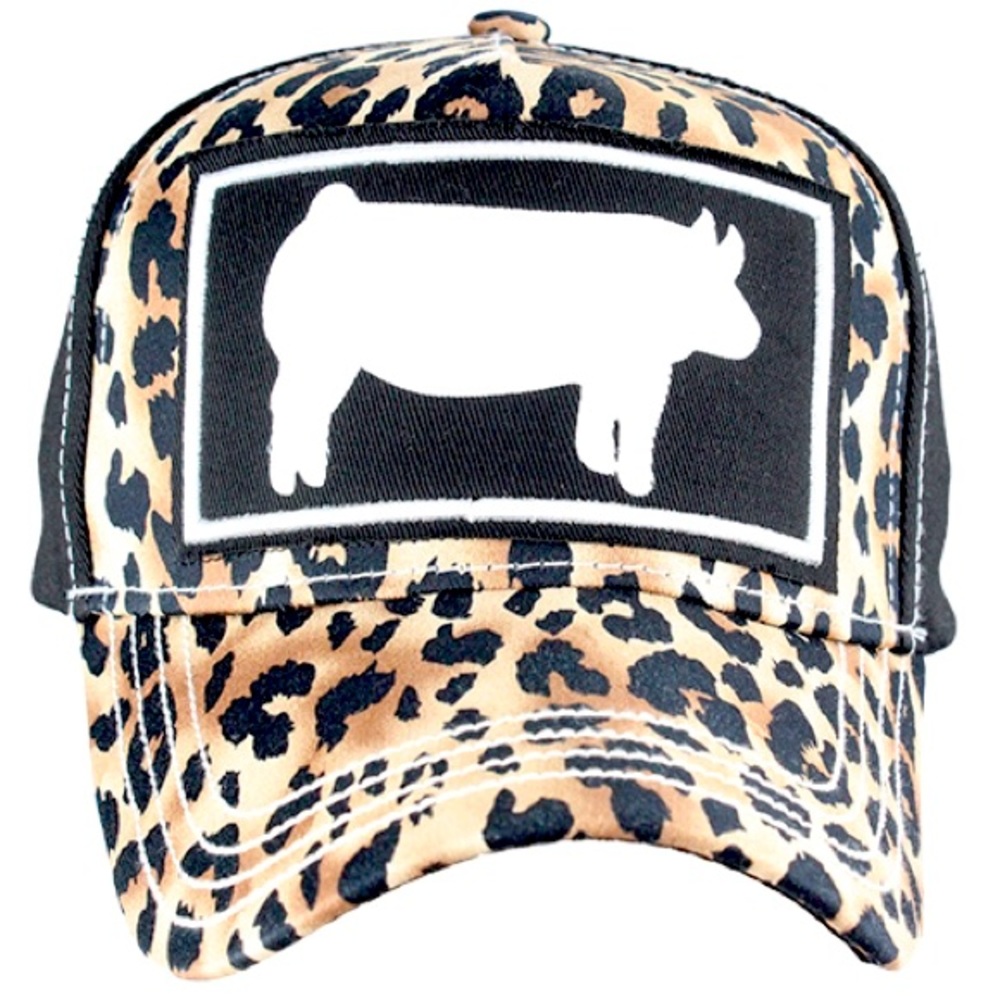 Pig Cheetah Print Hat With An Animal Silowet